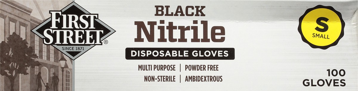 slide 10 of 12, First Street Black Nitrile Glove Small, 100 ct