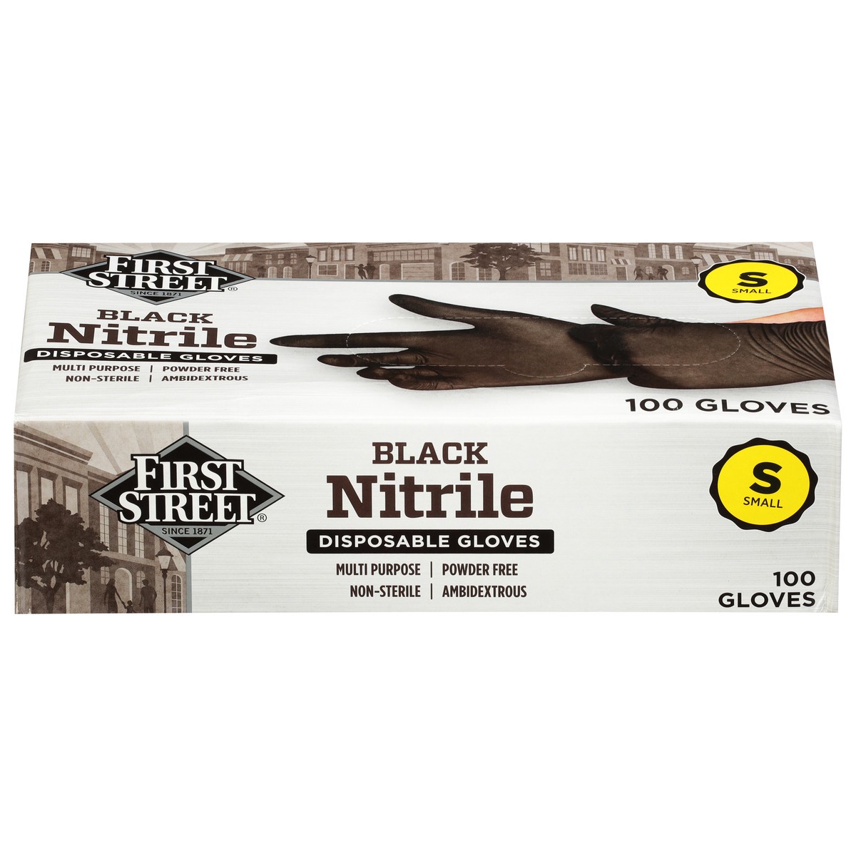 slide 12 of 12, First Street Black Nitrile Glove Small, 100 ct