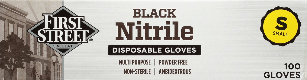 slide 3 of 12, First Street Black Nitrile Glove Small, 100 ct