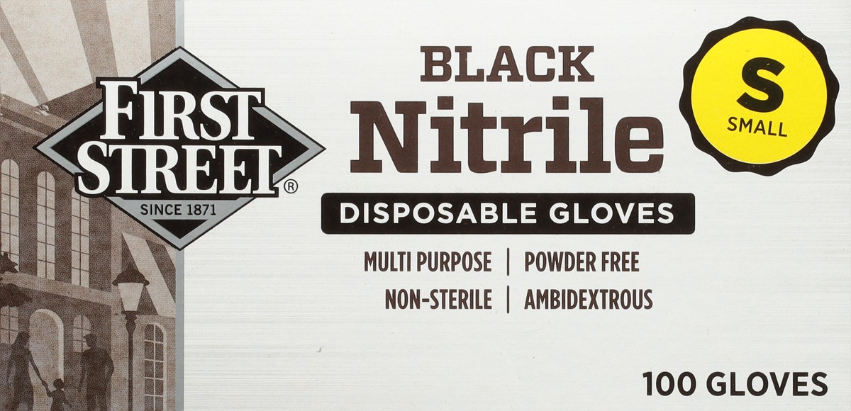 slide 7 of 12, First Street Black Nitrile Glove Small, 100 ct
