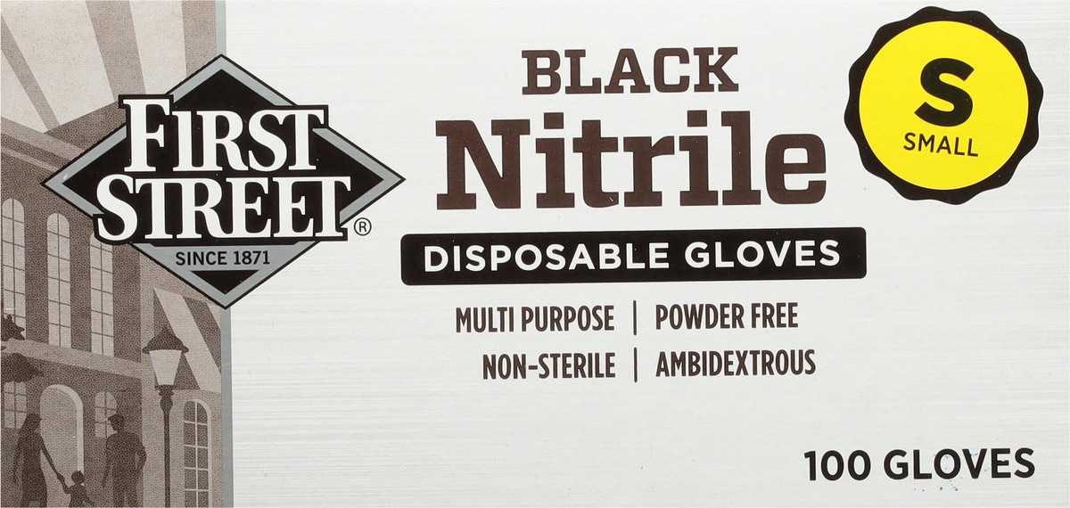 slide 6 of 12, First Street Black Nitrile Glove Small, 100 ct
