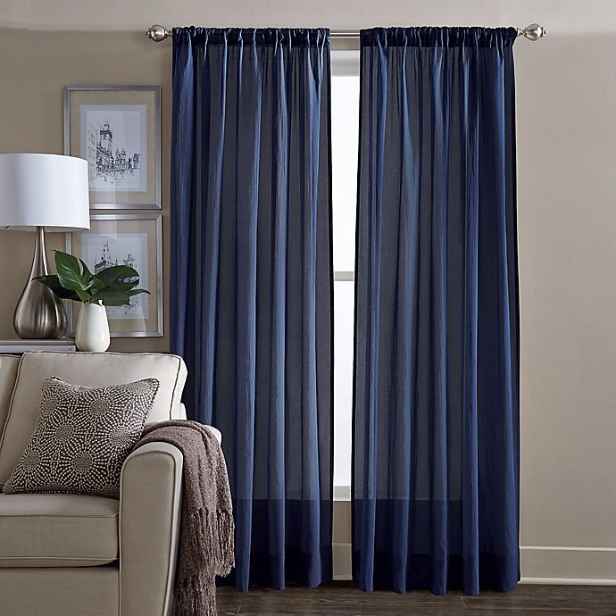 slide 1 of 1, Wamsutta Sheer Window Curtain Panel - Navy, 84 in