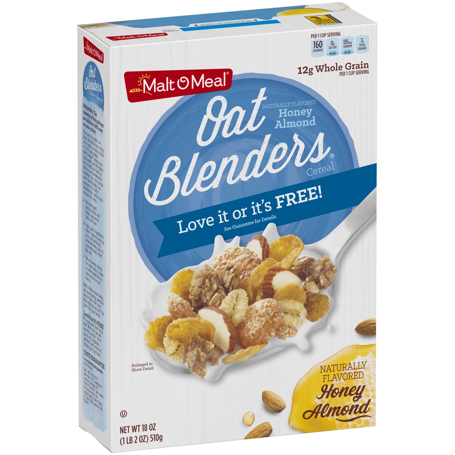 slide 2 of 8, Malt-O-Meal Cereal, Oat Blenders, with Honey & Almonds, 18 oz