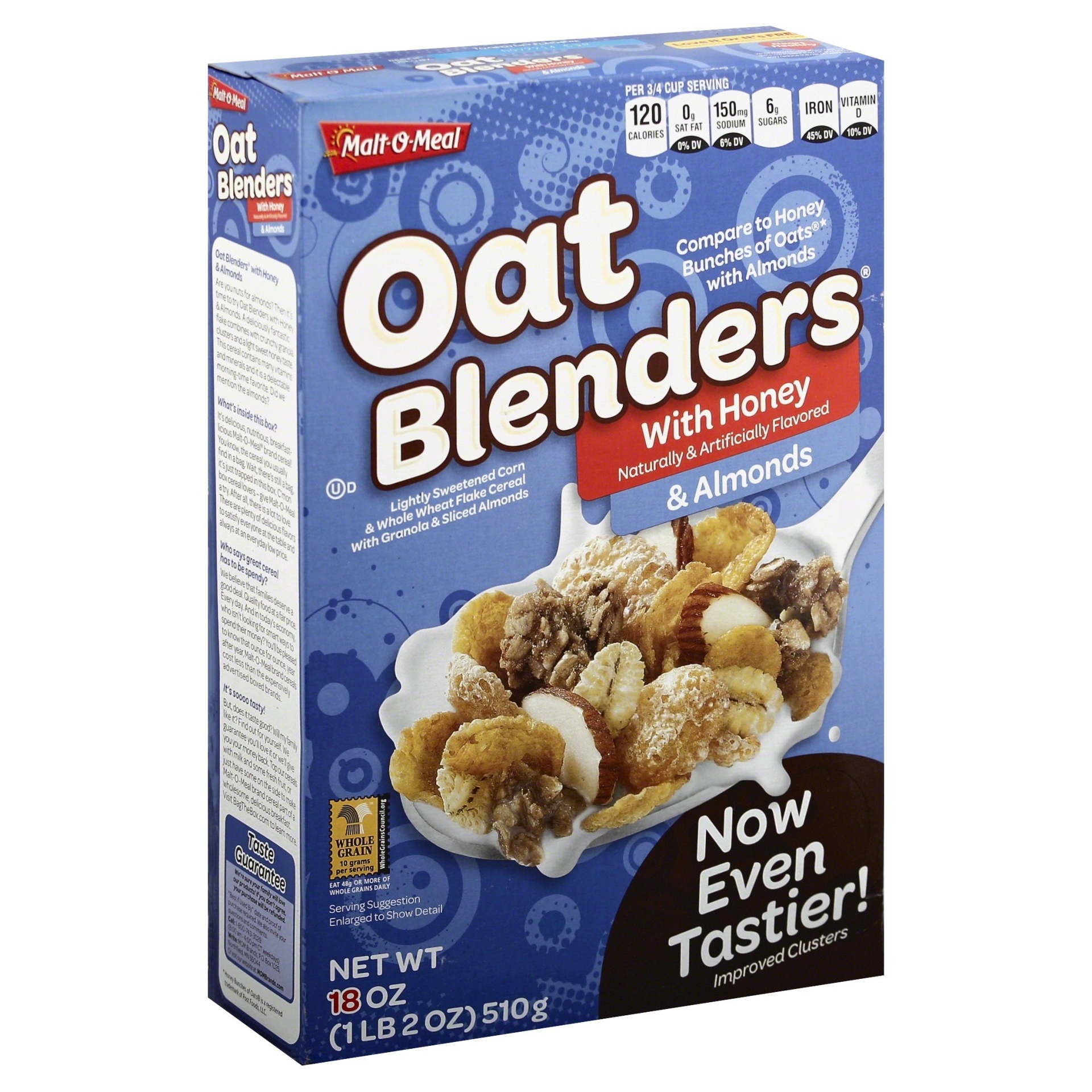 slide 1 of 8, Malt-O-Meal Cereal, Oat Blenders, with Honey & Almonds, 18 oz