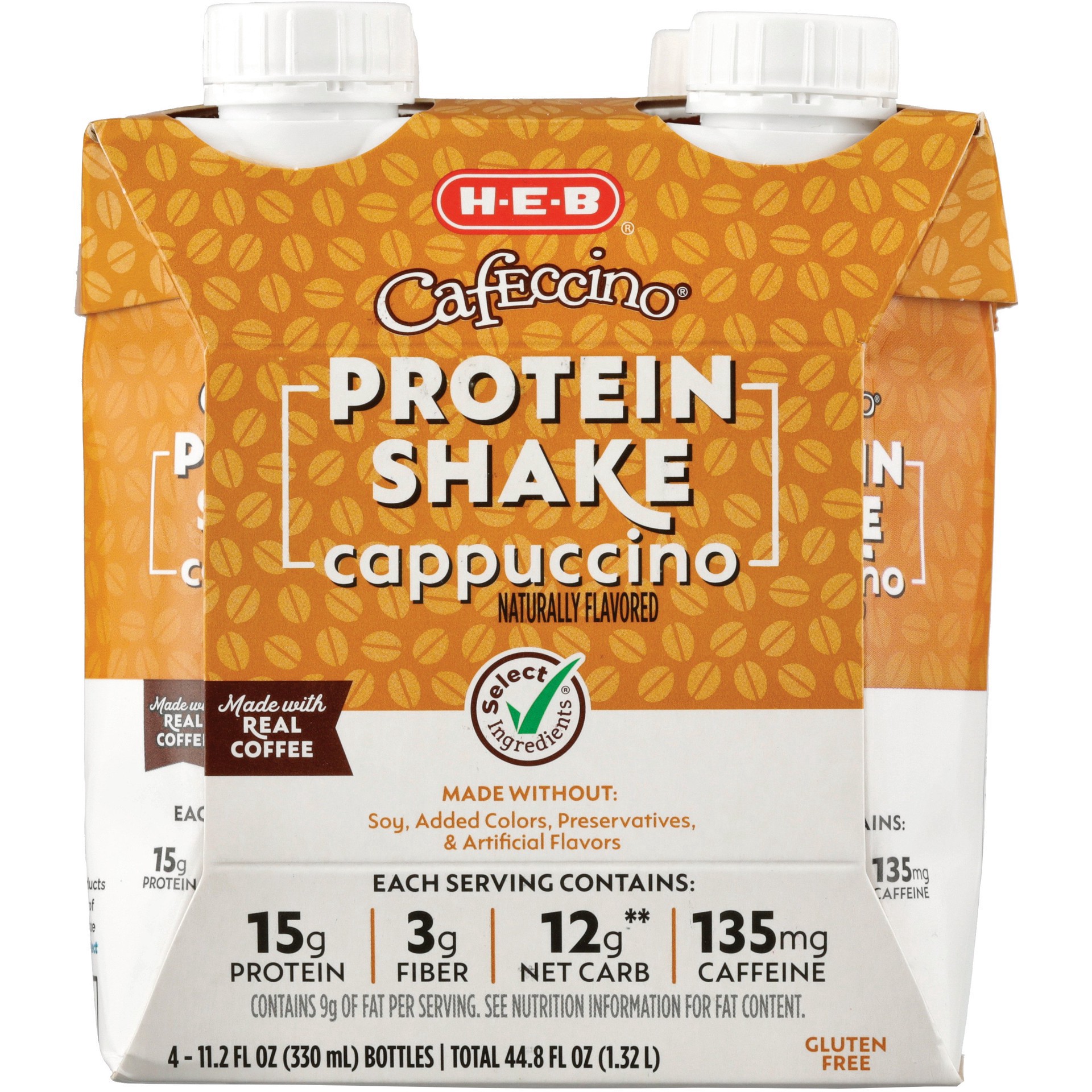 slide 1 of 1, H-E-B Cafeccino 15g Protein Shake - Cappuccino, 11.2 oz