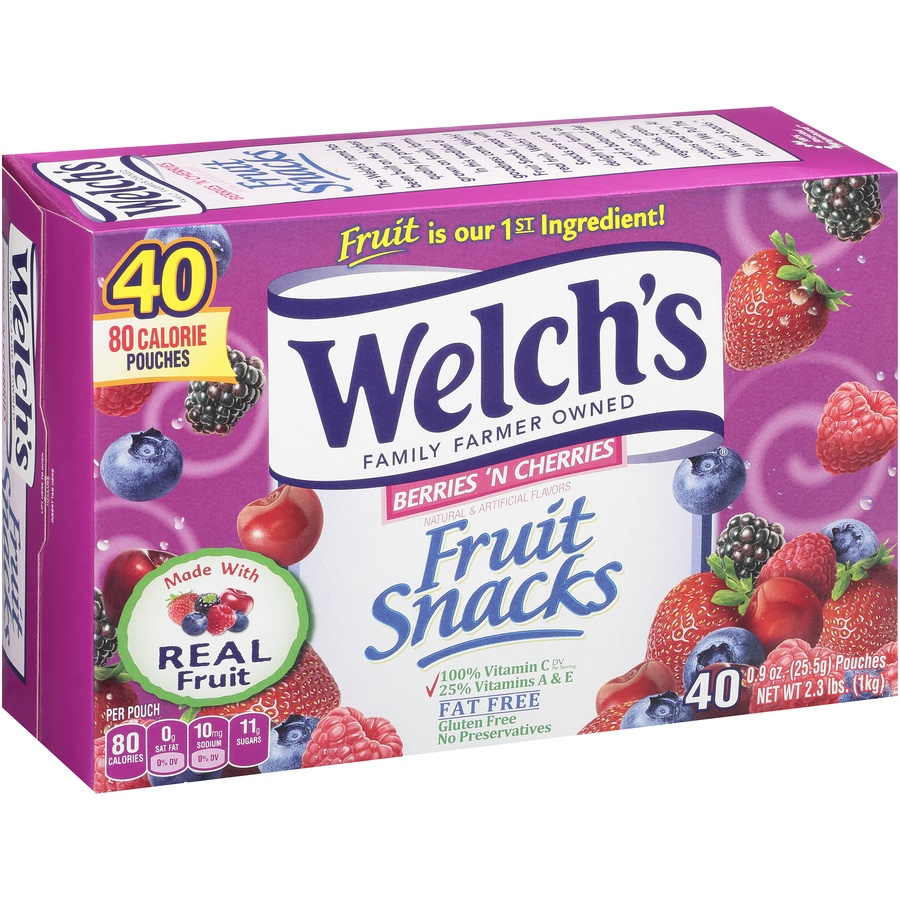 slide 3 of 9, Welch's Berries 'N Cherries Fruit Snacks, 40 ct; 0.9 oz