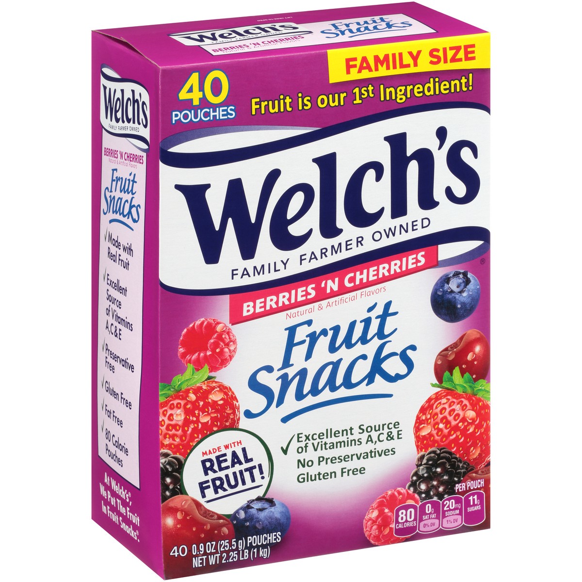slide 12 of 14, Welch's Fruit Snacks, Berries 'N Cherries, 0.9 Ounce, 40 Pouches, 36 oz