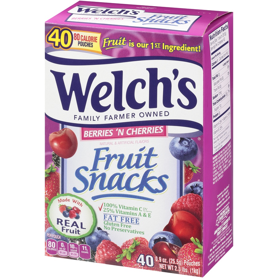 slide 4 of 9, Welch's Berries 'N Cherries Fruit Snacks, 40 ct; 0.9 oz