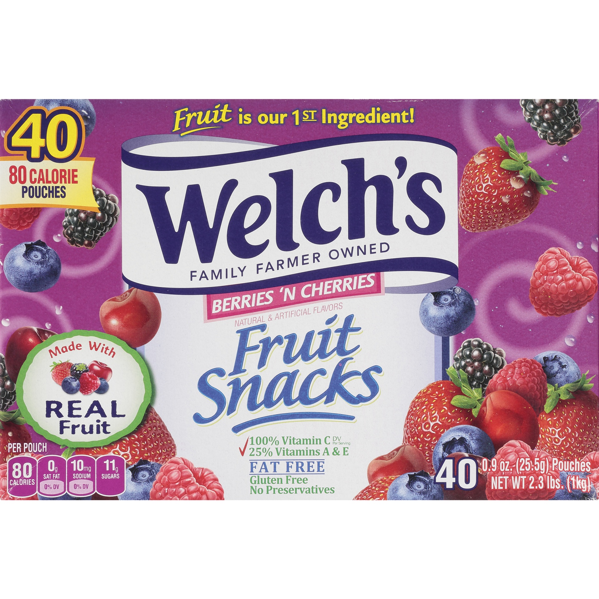 slide 7 of 9, Welch's Berries 'N Cherries Fruit Snacks, 40 ct; 0.9 oz