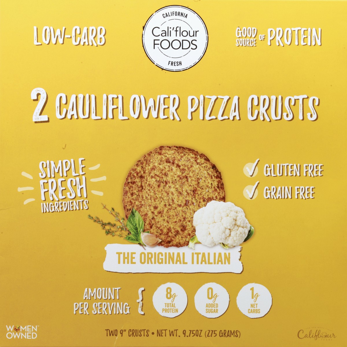 slide 6 of 10, Cali'flour Foods Cauliflower Pizza Crust Artisan Flatbread Style - The Original Italian, 9.75 oz