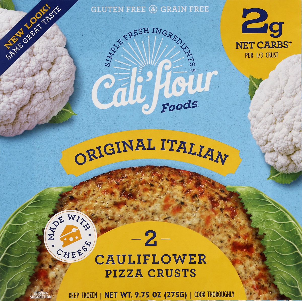 slide 1 of 10, Cali'flour Foods Cauliflower Pizza Crust Artisan Flatbread Style - The Original Italian, 9.75 oz