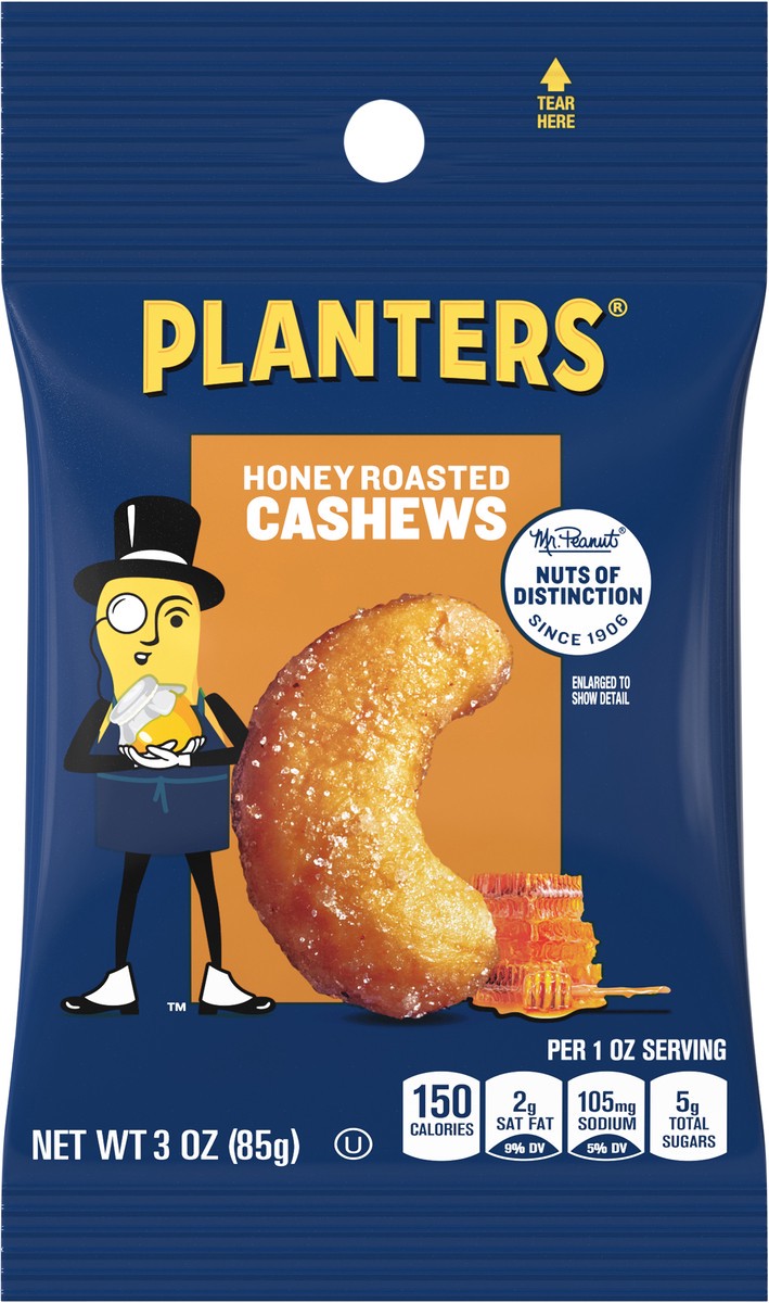 slide 5 of 10, Planters Honey Roasted Cashews 3 oz, 3 oz