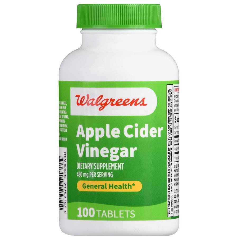 slide 4 of 5, Walgreens Apple Cider Vinegar 480 mg, 100 ct