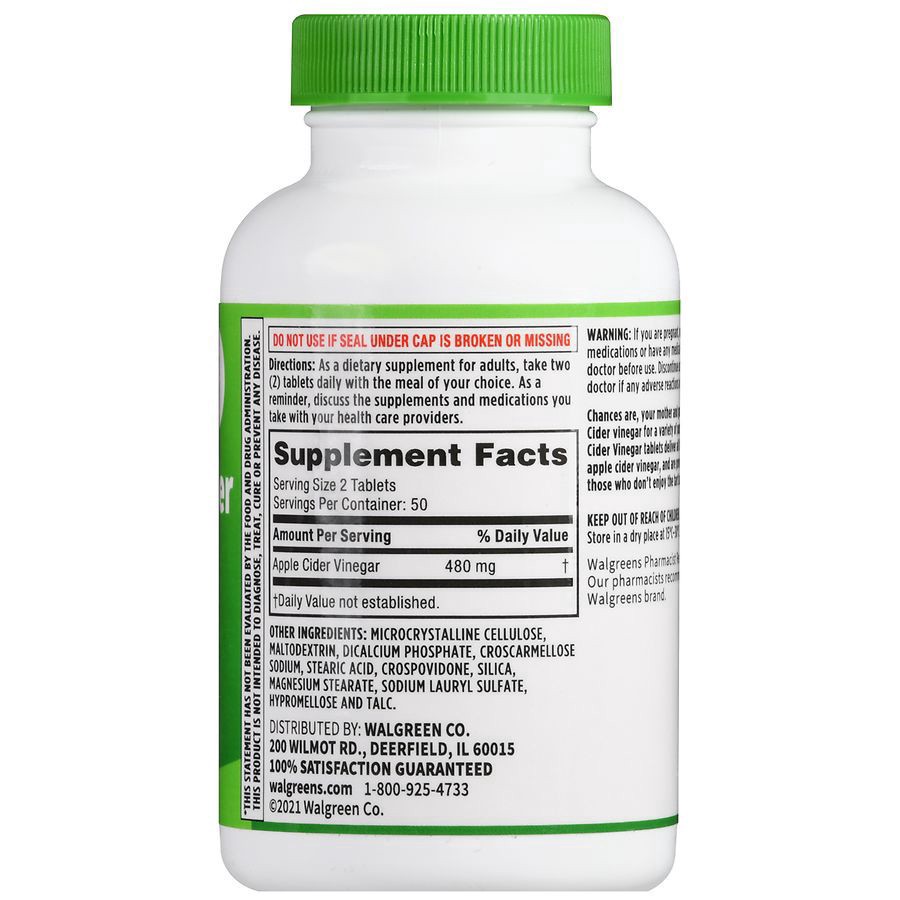slide 3 of 5, Walgreens Apple Cider Vinegar 480 mg, 100 ct