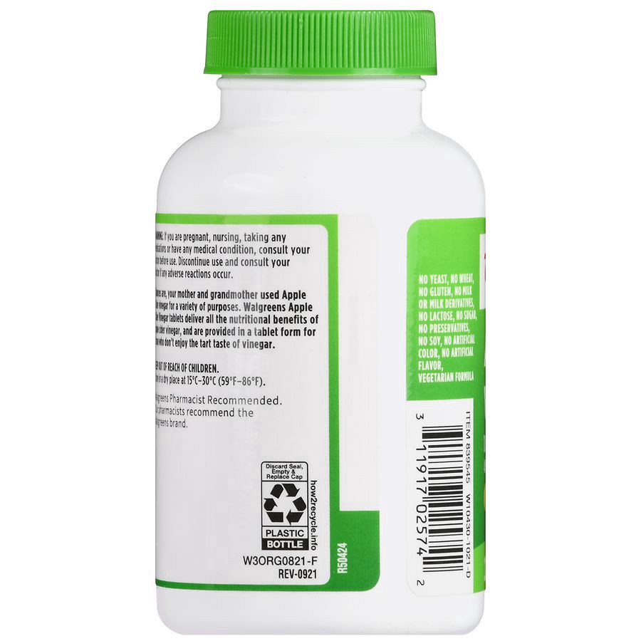 slide 5 of 5, Walgreens Apple Cider Vinegar 480 mg, 100 ct