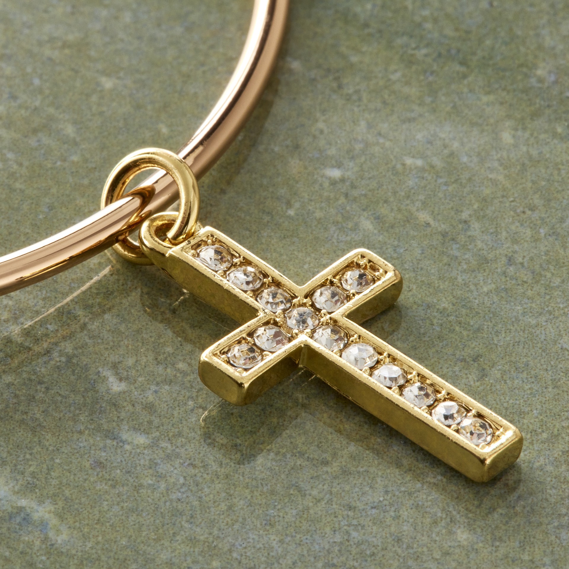 slide 3 of 3, Charmalong 14k Gold Plated Pave Cross Charm By Bead Landing, 1.1 in x 0.6 in x 0.25 in