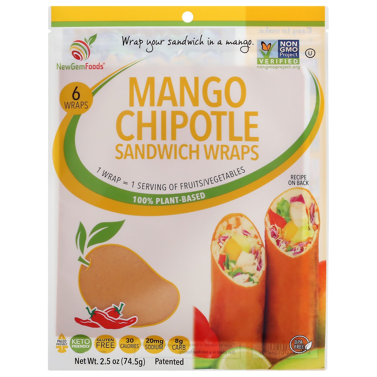 NewGem Foods Gem Wraps Mango Chipotle 6 ct Shipt