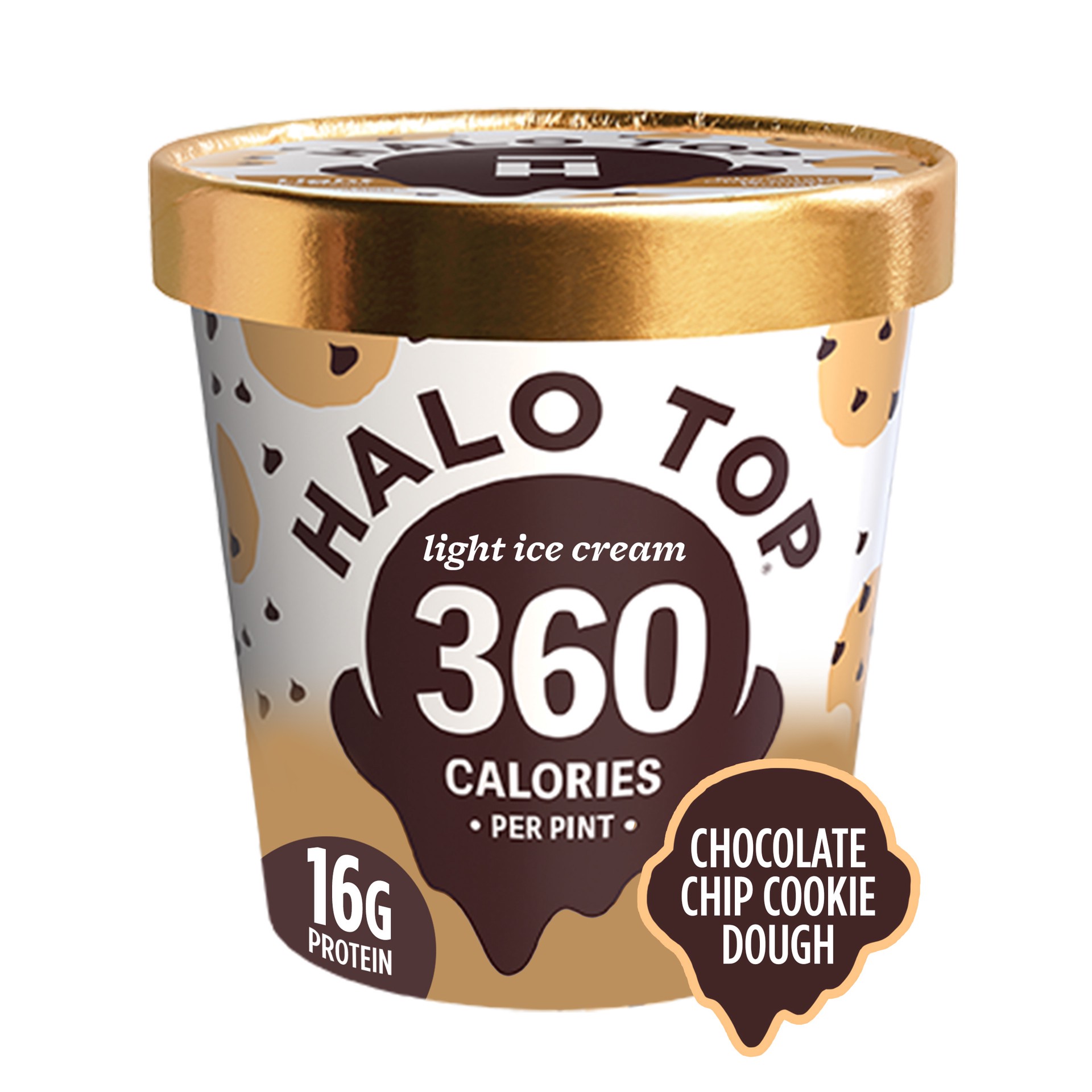 slide 1 of 2, Halo Top Creamery Chocolate Chip Cookie Dough Ice Cream, 1 pint