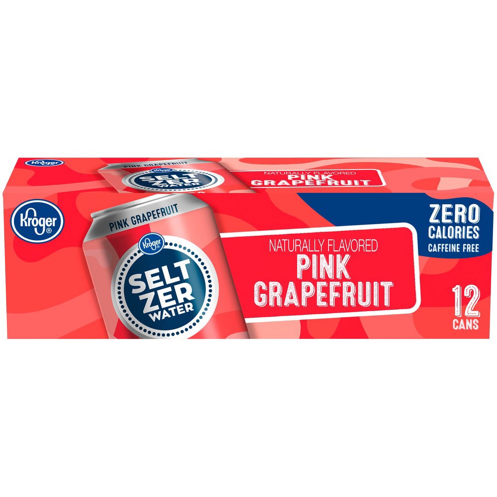 slide 1 of 3, Kroger Pink Grapefruit Seltzer Water - 12 ct; 12 fl oz, 12 ct; 12 fl oz