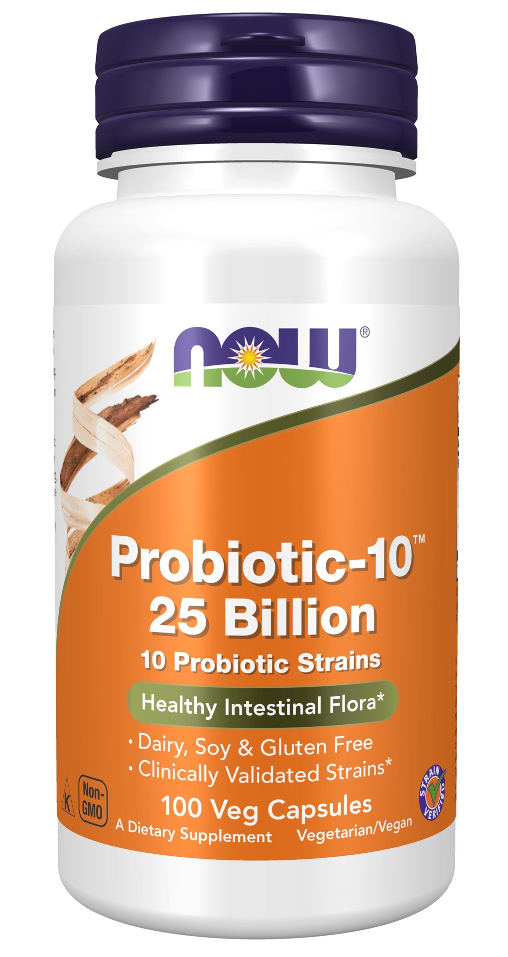 slide 1 of 4, NOW Probiotic-10™ 25 Billion - 100 Veg Capsules, 100 ct