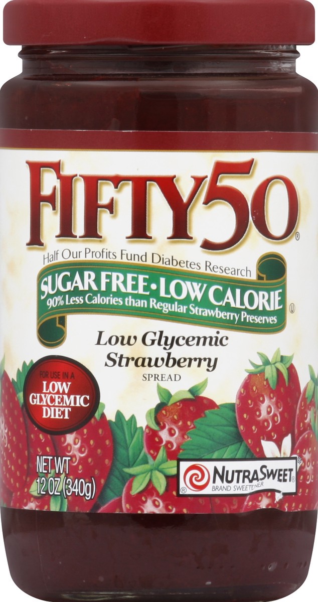 slide 2 of 2, Fifty50 Spread, Strawberry, Low Glycemic, 12 oz