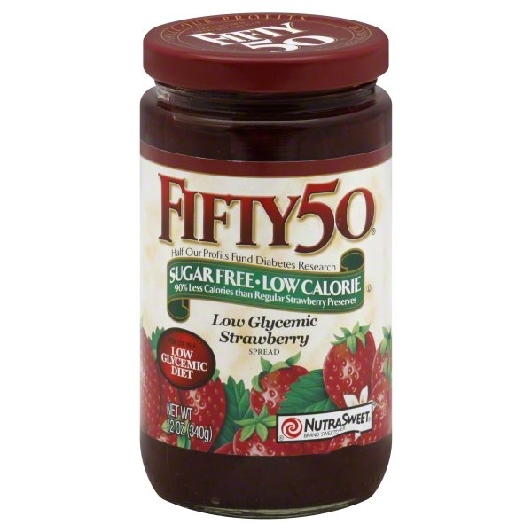 slide 1 of 2, Fifty50 Spread, Strawberry, Low Glycemic, 12 oz