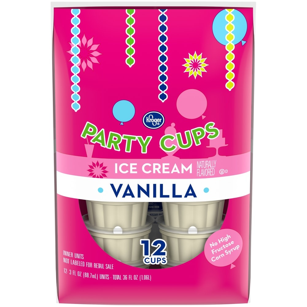 slide 1 of 1, Kroger Deluxe Party Cups Vanilla Ice Cream, 12 ct; 3 fl oz
