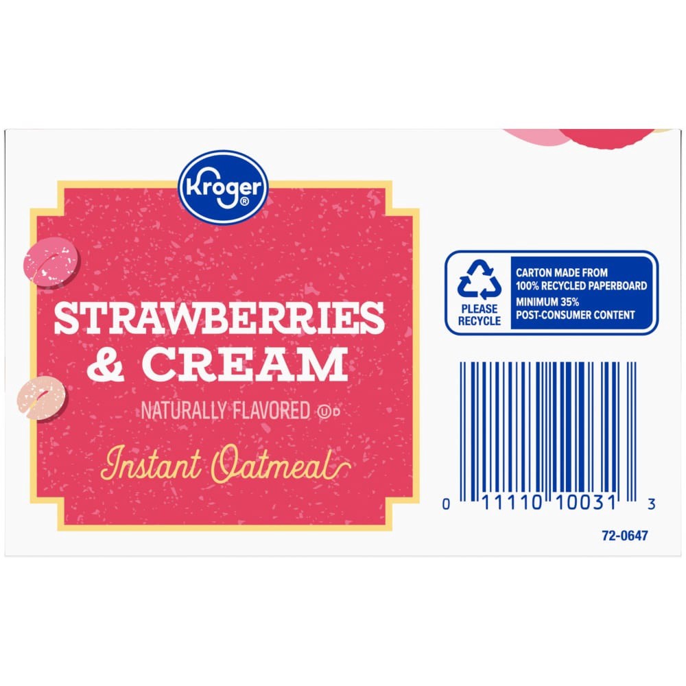 slide 3 of 6, Kroger Strawberries & Cream Instant Oatmeal Pouches, 8 ct ; 8.4 oz