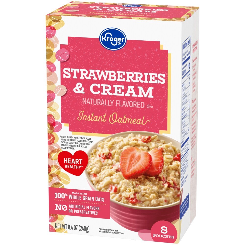 slide 6 of 6, Kroger Strawberries & Cream Instant Oatmeal Pouches, 8 ct ; 8.4 oz