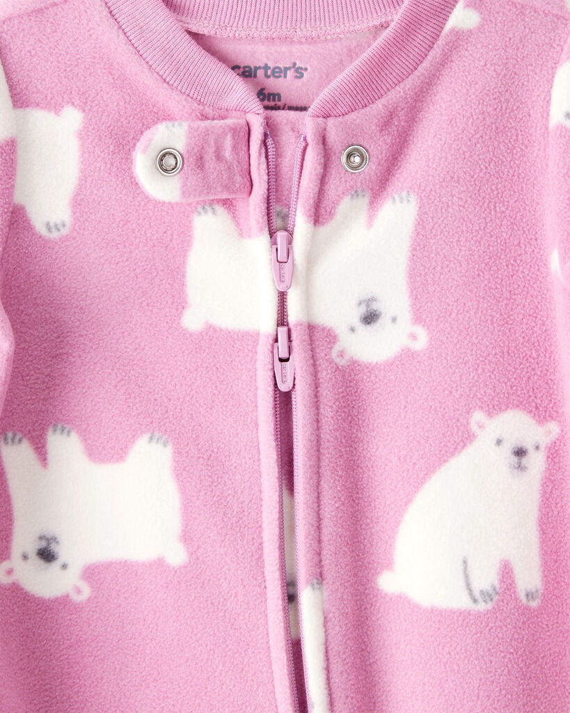 slide 3 of 3, Carter's Carters Baby Girl Polar Bear Print Loose Fit Long-Sleeve Sleep & Play Pajamas - Pink Pink 9M, 1 ct