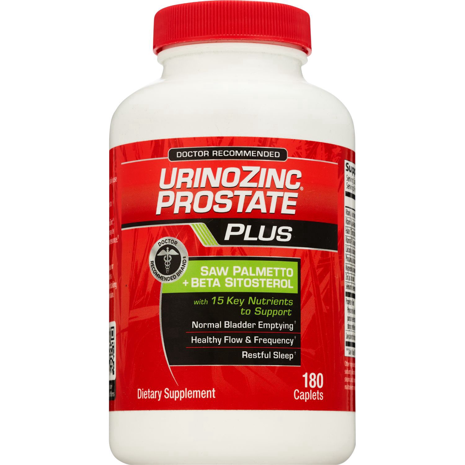 slide 1 of 1, Urinozinc Plus Prostate Health Beta+Saw Palmetto Caplets, 180 ct