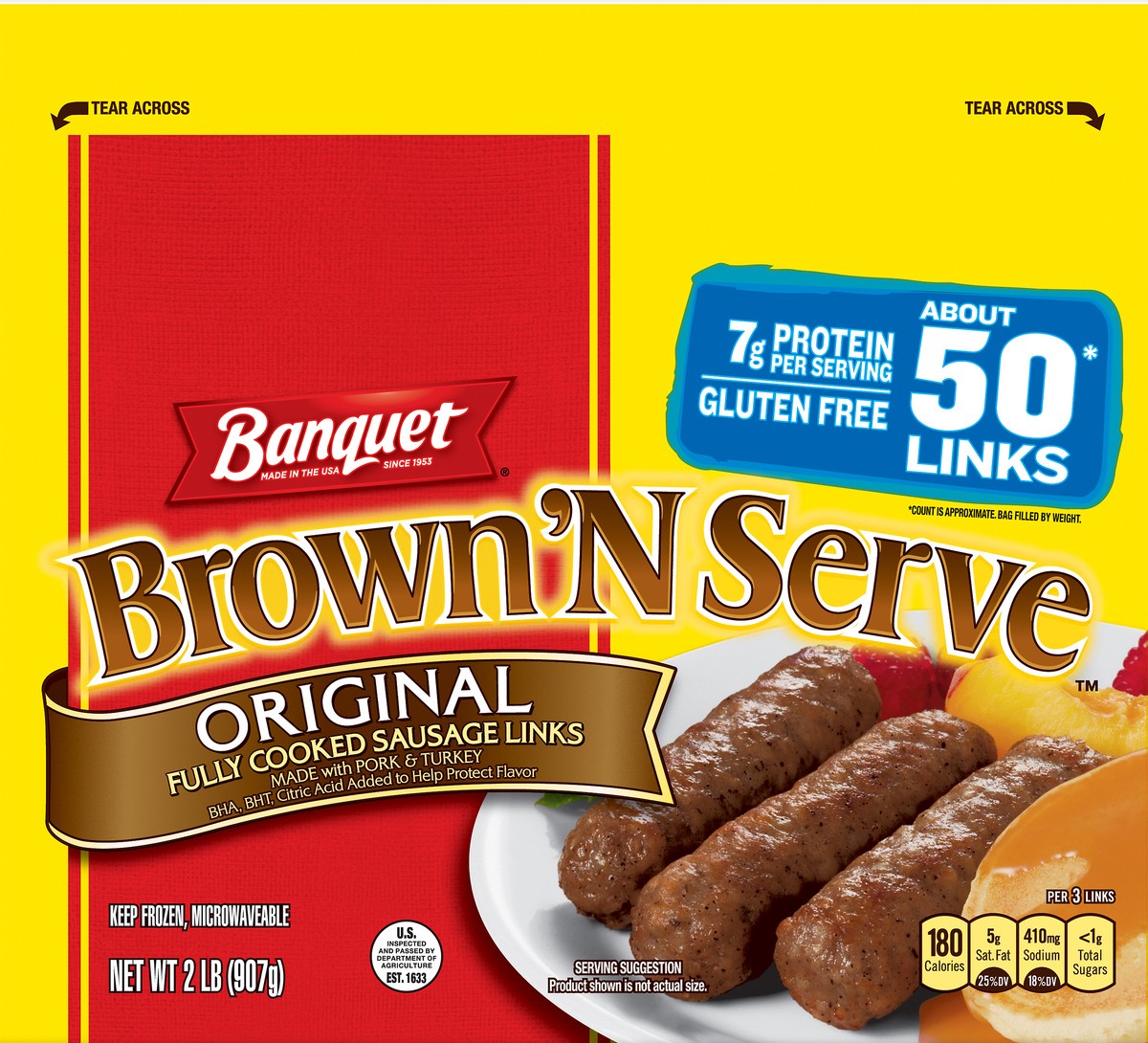 slide 1 of 5, Banquet Brown 'N Serve Original Sausage Links 2 lb, 2 lb