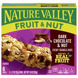 Nature Valley Chewy Fruit and Nut Granola Bars, Dark Chocolate Nut, 6 Bars, 7.4 OZ