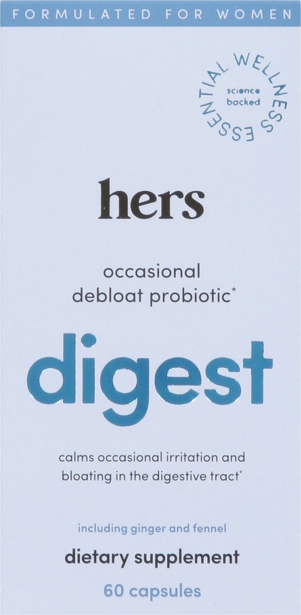 slide 8 of 13, Hers Digest Debloat Probiotic 60 Capsules, 30 ct