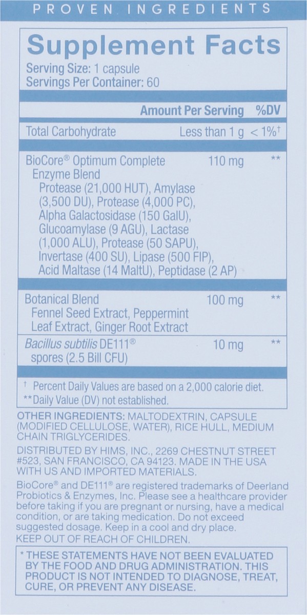 slide 3 of 13, Hers Digest Debloat Probiotic 60 Capsules, 30 ct