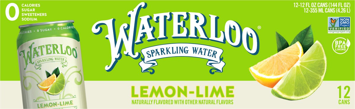 slide 2 of 2, Waterloo Lime Sparkling Water, 144 fl oz