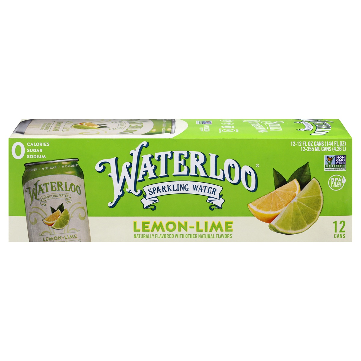 slide 1 of 1, Waterloo Lime Sparkling Water, 12 ct; 12 fl oz
