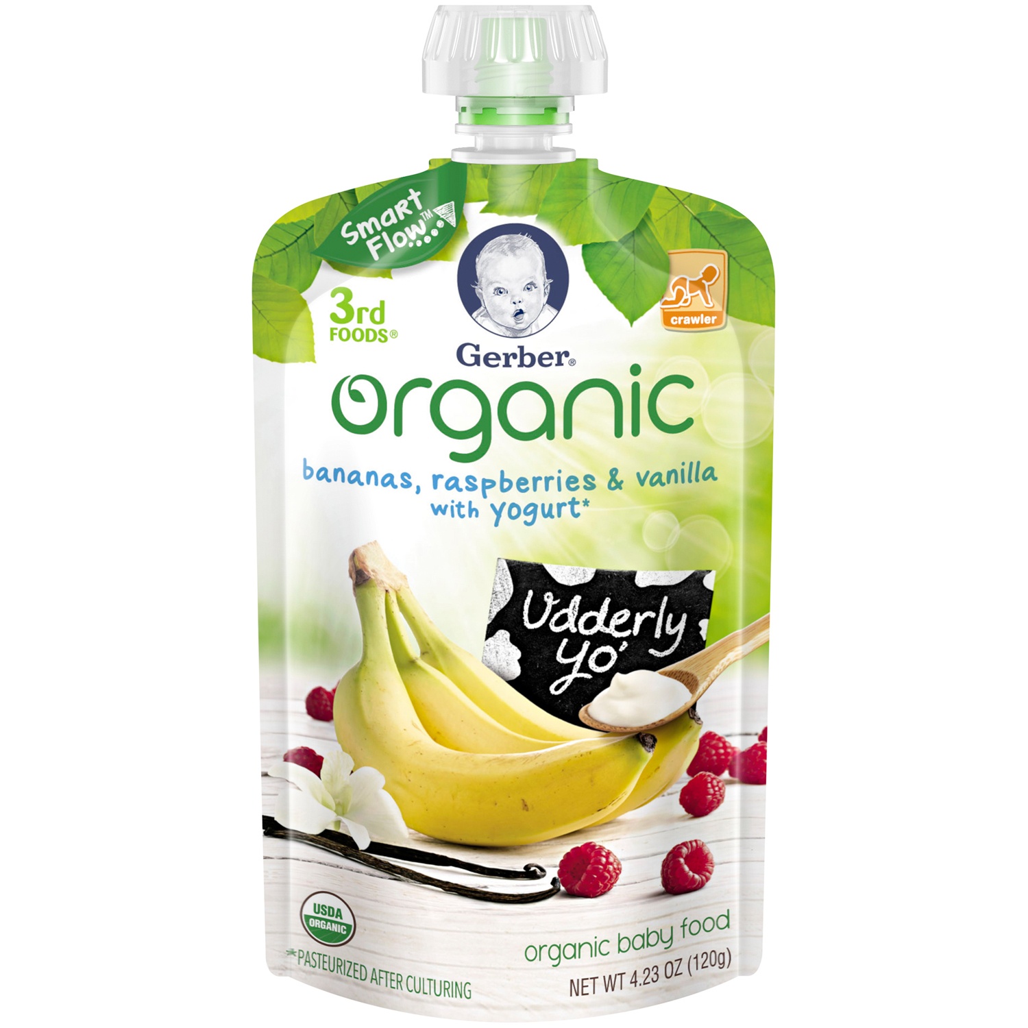 slide 1 of 1, Gerber Organic 3rd Foods Banana Raspberry & Vanilla with Yogurt, 4.23 oz