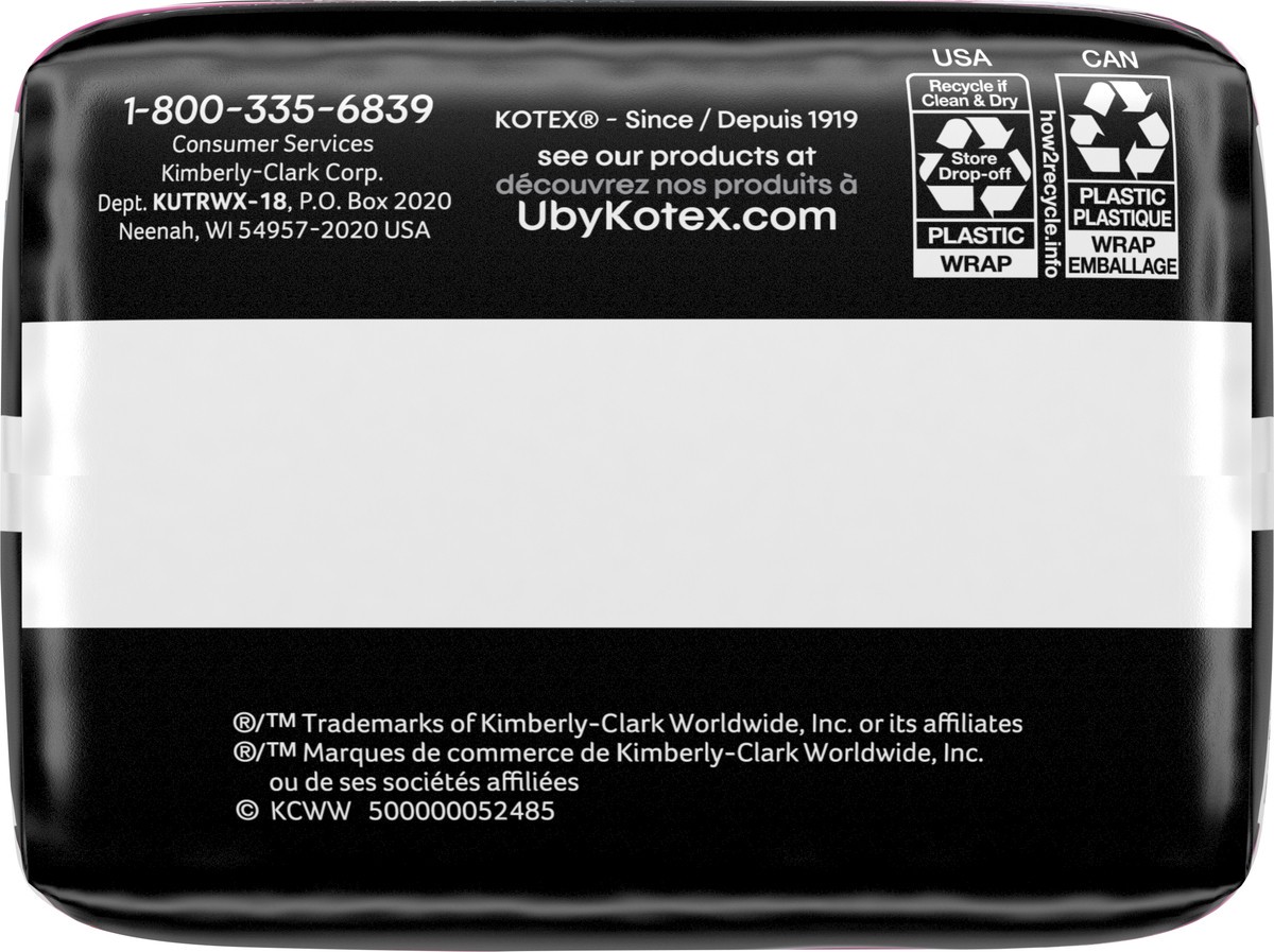 slide 6 of 8, Kotex U by Kotex Security Ultra Thin Pads with Wings, Regular, Unscented, 18 Count, 18 ct