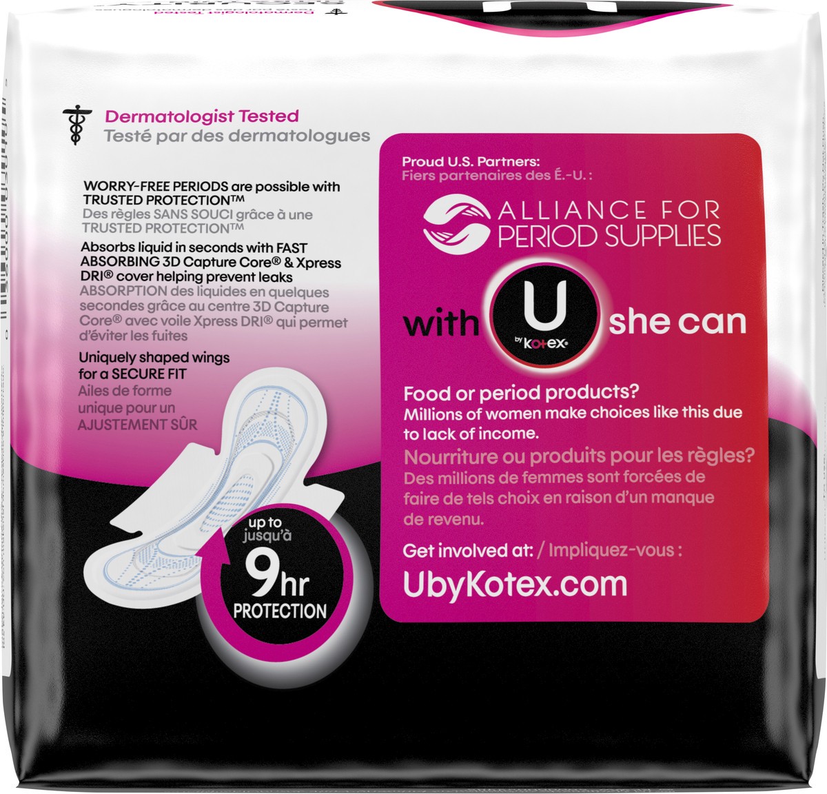 slide 8 of 8, Kotex U by Kotex Security Ultra Thin Pads with Wings, Regular, Unscented, 18 Count, 18 ct