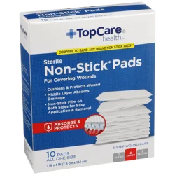 TopCare Sterile Non-Stick Pads For Covering Wounds