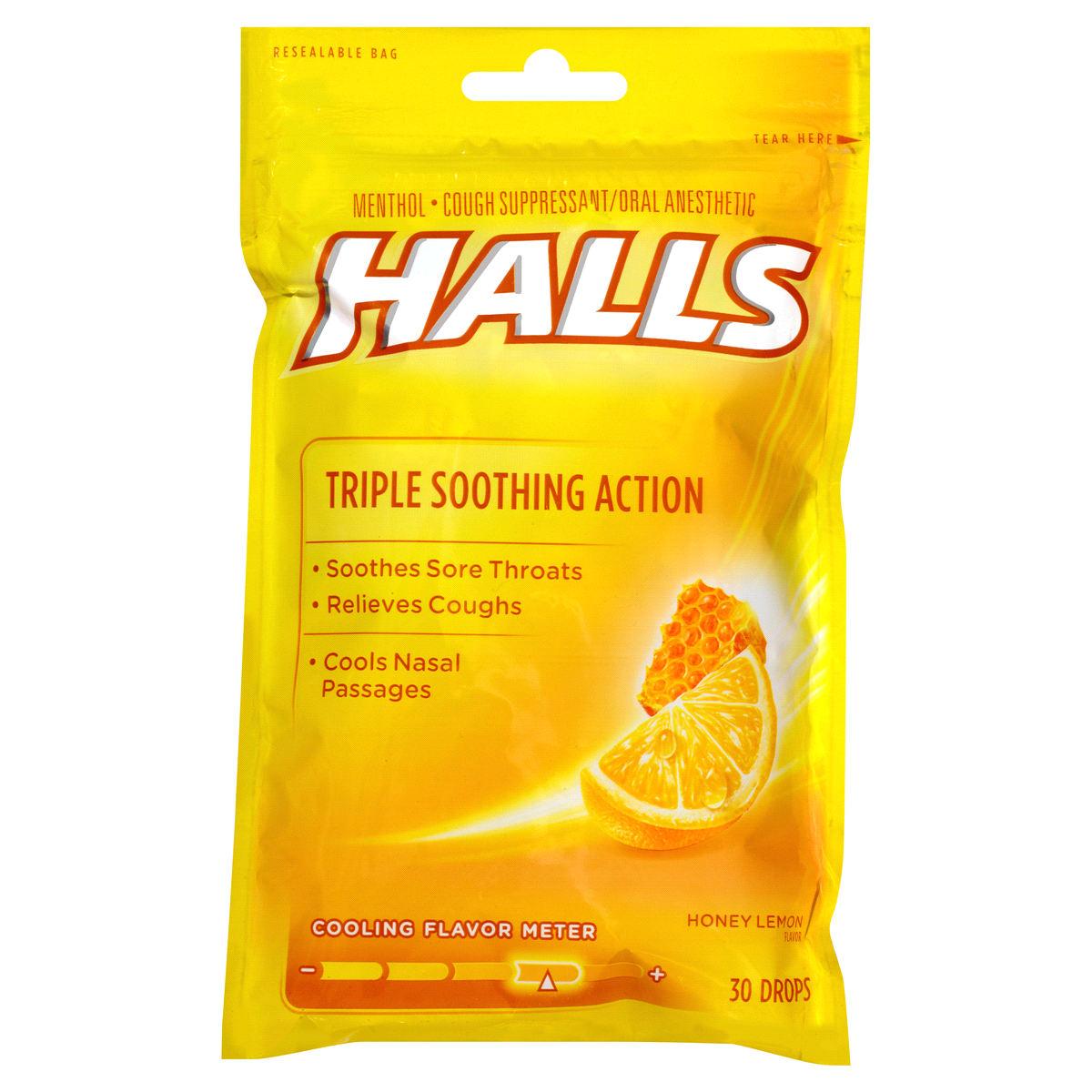 Halls Relief Honey Lemon Menthol Cough Drops 30 ct Shipt