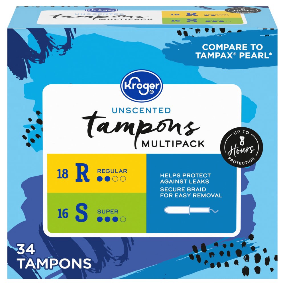 slide 1 of 1, Kroger® Multipack Unscented Tampons, 34 ct