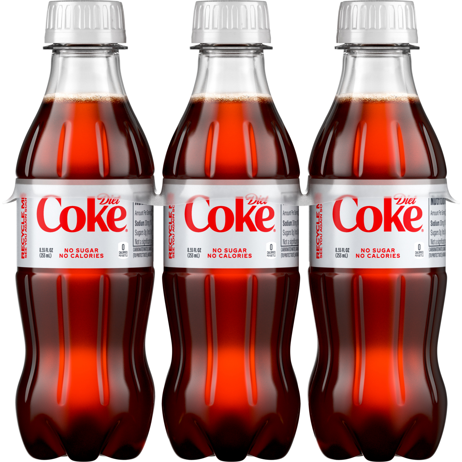 slide 1 of 3, Diet Coke Bottles, 8.55 fl oz, 6 Pack, 6 ct