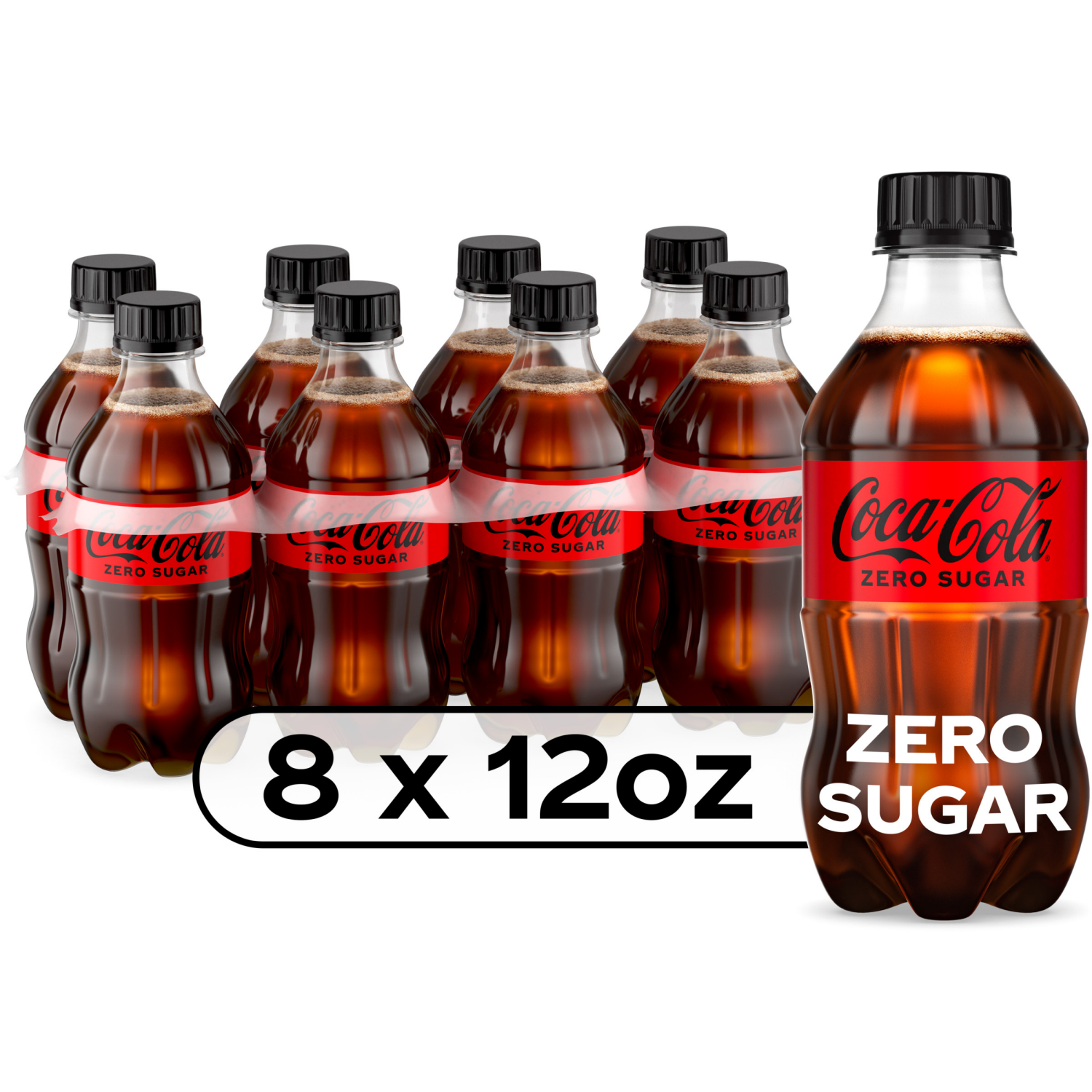slide 1 of 5, Coca-Cola Coke Zero Soda Bottles, 8 ct; 12 fl oz