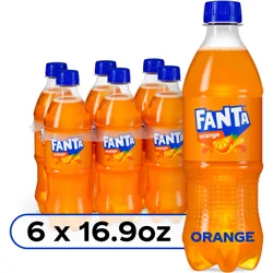 Fanta Orange Soda Bottles, 16.9 fl oz, 6 Pack