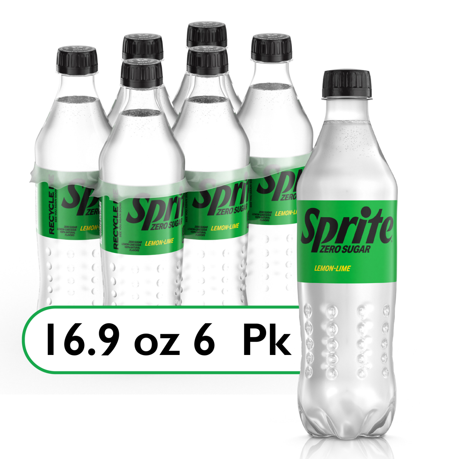 slide 1 of 6, Sprite Zero Sugar Bottles, 16.9 fl oz, 6 Pack, 6 ct; 16.9 oz