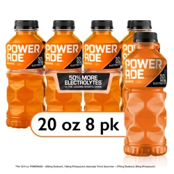 POWERADE Orange Sports Drink, 20 fl oz (Pack of 8)