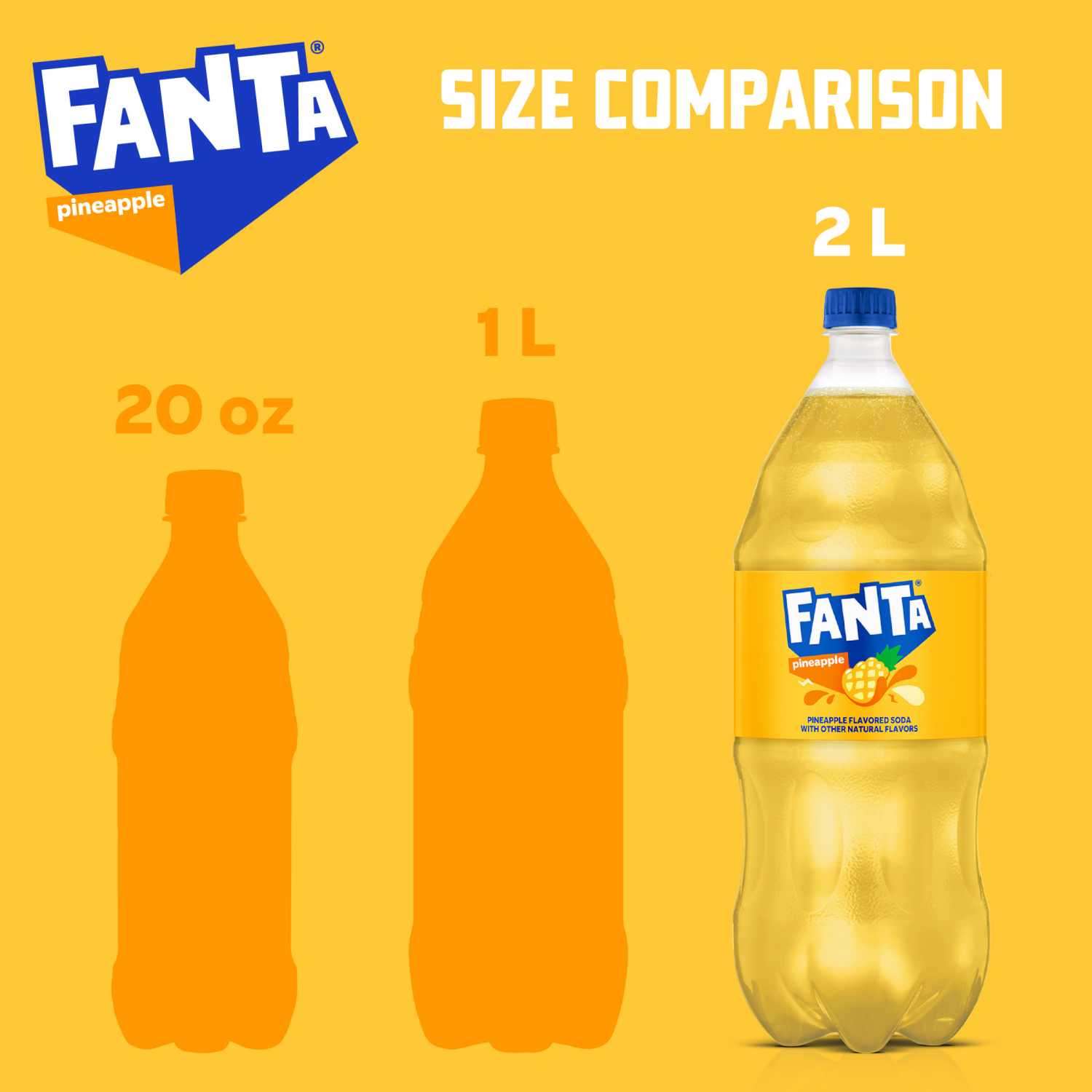 slide 2 of 7, Fanta Pineapple Soda Bottle, 2 Liters, 2 liter