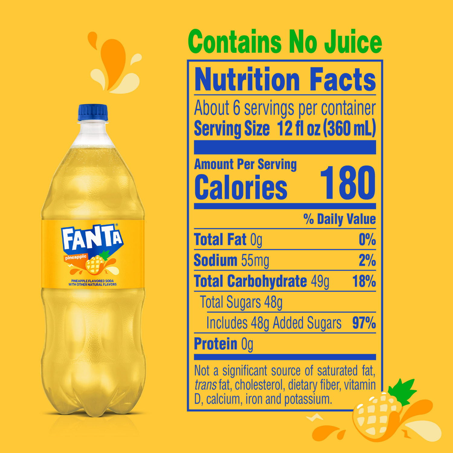 slide 4 of 7, Fanta Pineapple Soda Bottle, 2 Liters, 2 liter